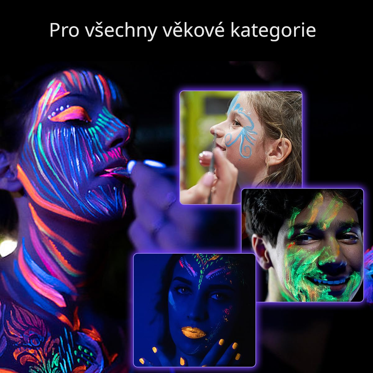 Dětská sada neonových barev na obličej a tělo 12 barev - Obrázek 4