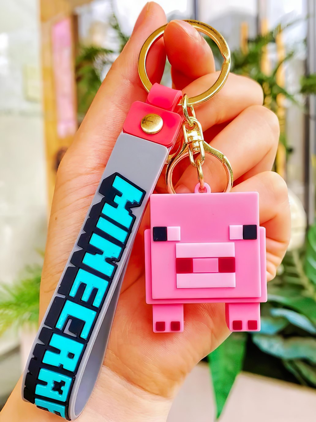 Dětská klíčenka Minecraft Prase s poutkem a karabinou - Obrázek 3