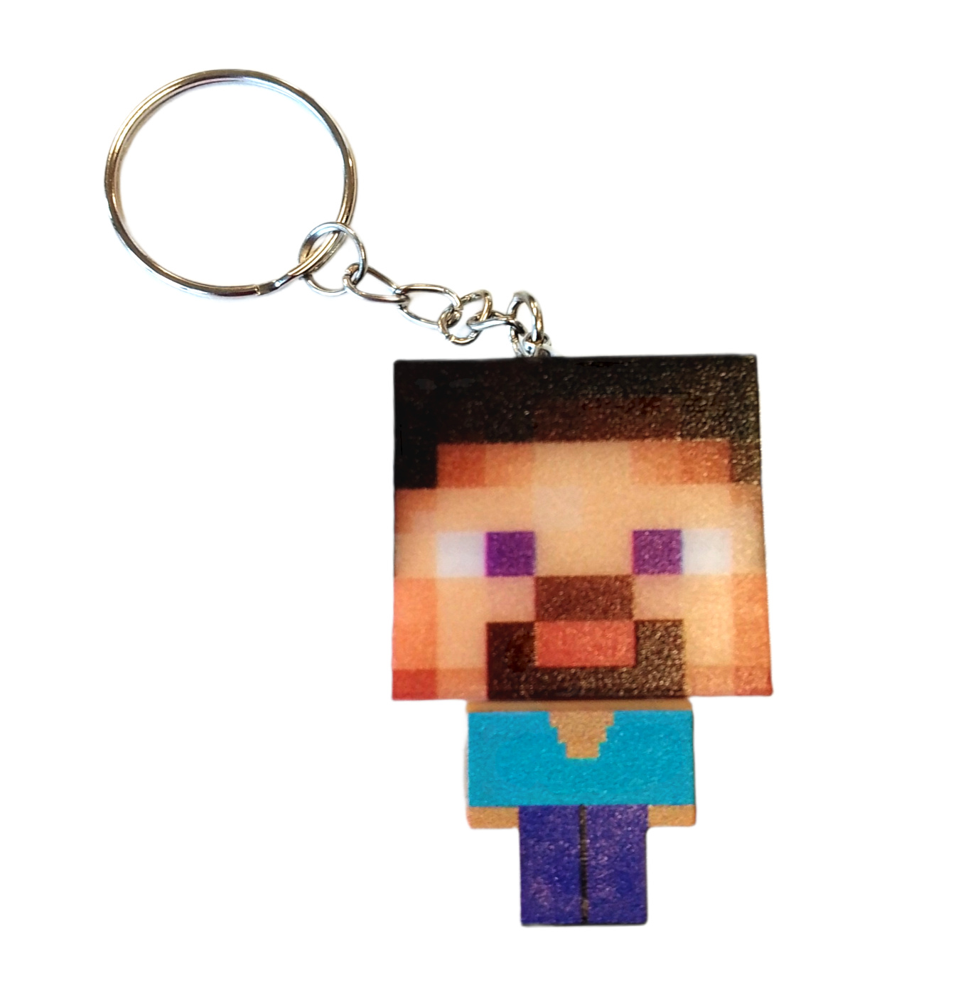 Dětská svítící klíčenka Minecraft Steve s kroužkem - Obrázek 3