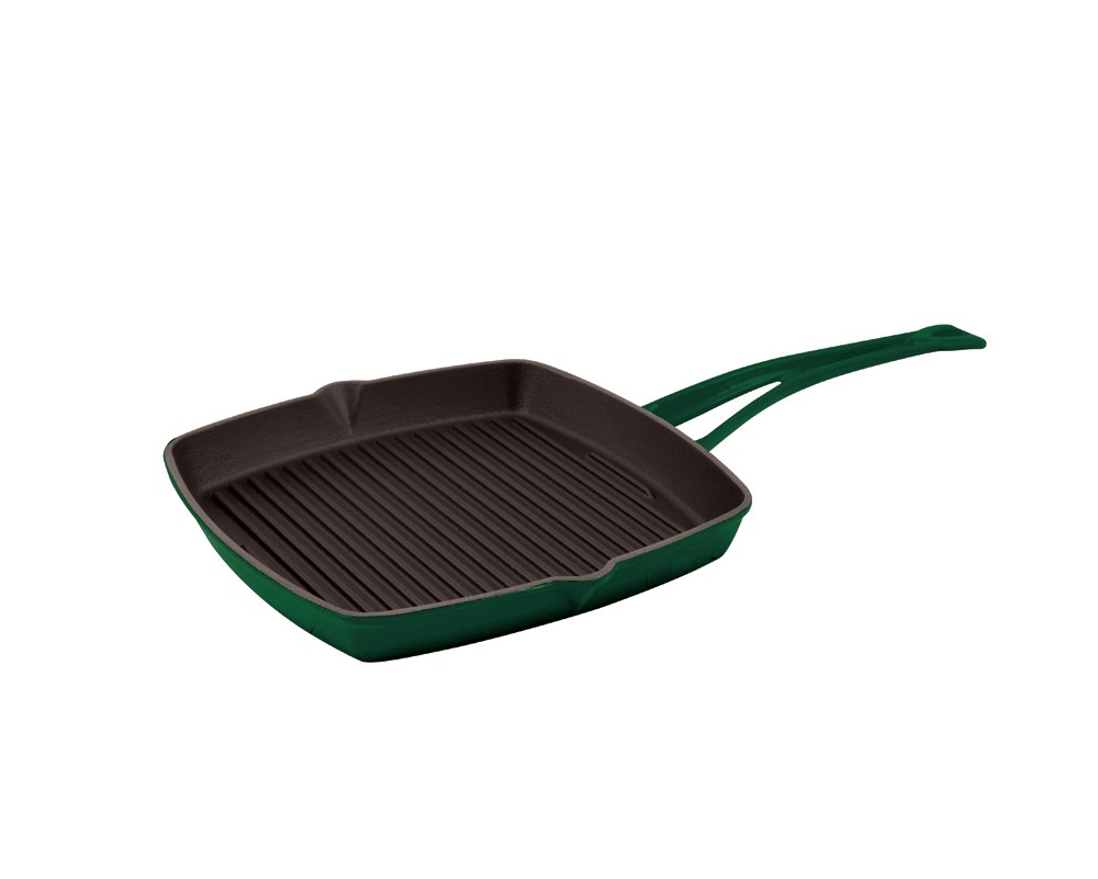 Litinová grilovací pánev 26x26 cm - zelená