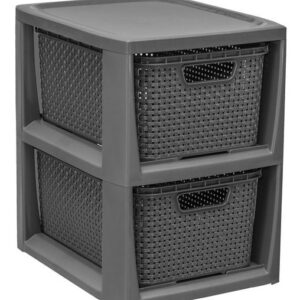 Komoda Rattan - 2 košíky antracit