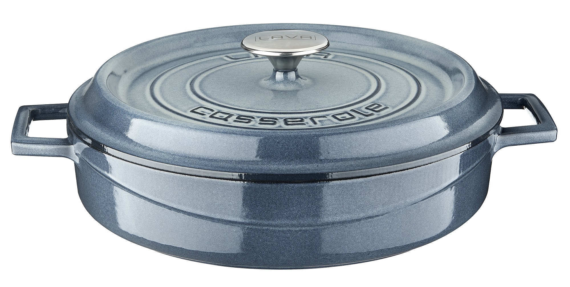 Litinový hrnec nízký kulatý 28 cm - šedá majolika