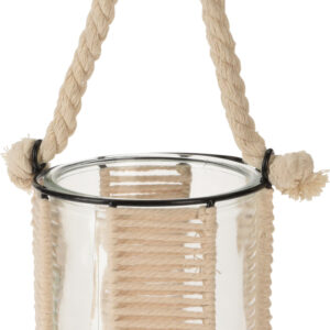Skleněná lucerna s lanem - malá