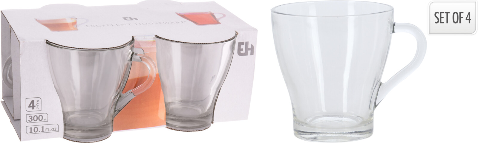 COFFEE TEA sada sklenic 300ml - 4 ks