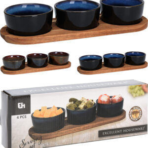 Sada servírovacích misek EXCELLENT s dřevěným podstavcem