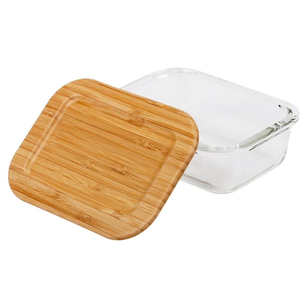 Obdélníková skleněná dóza s bambusovým víčkem 300 ml - Obrázek 2