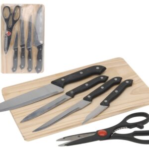 Sada 4 ks nožů s nůžkami a prkénkem