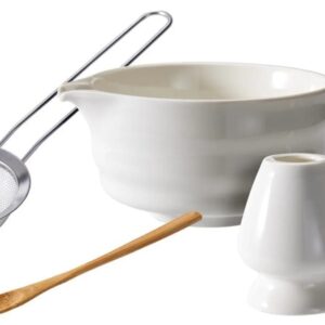Sada na matcha čaj z porcelánu a bambusu  v dárkovém balení