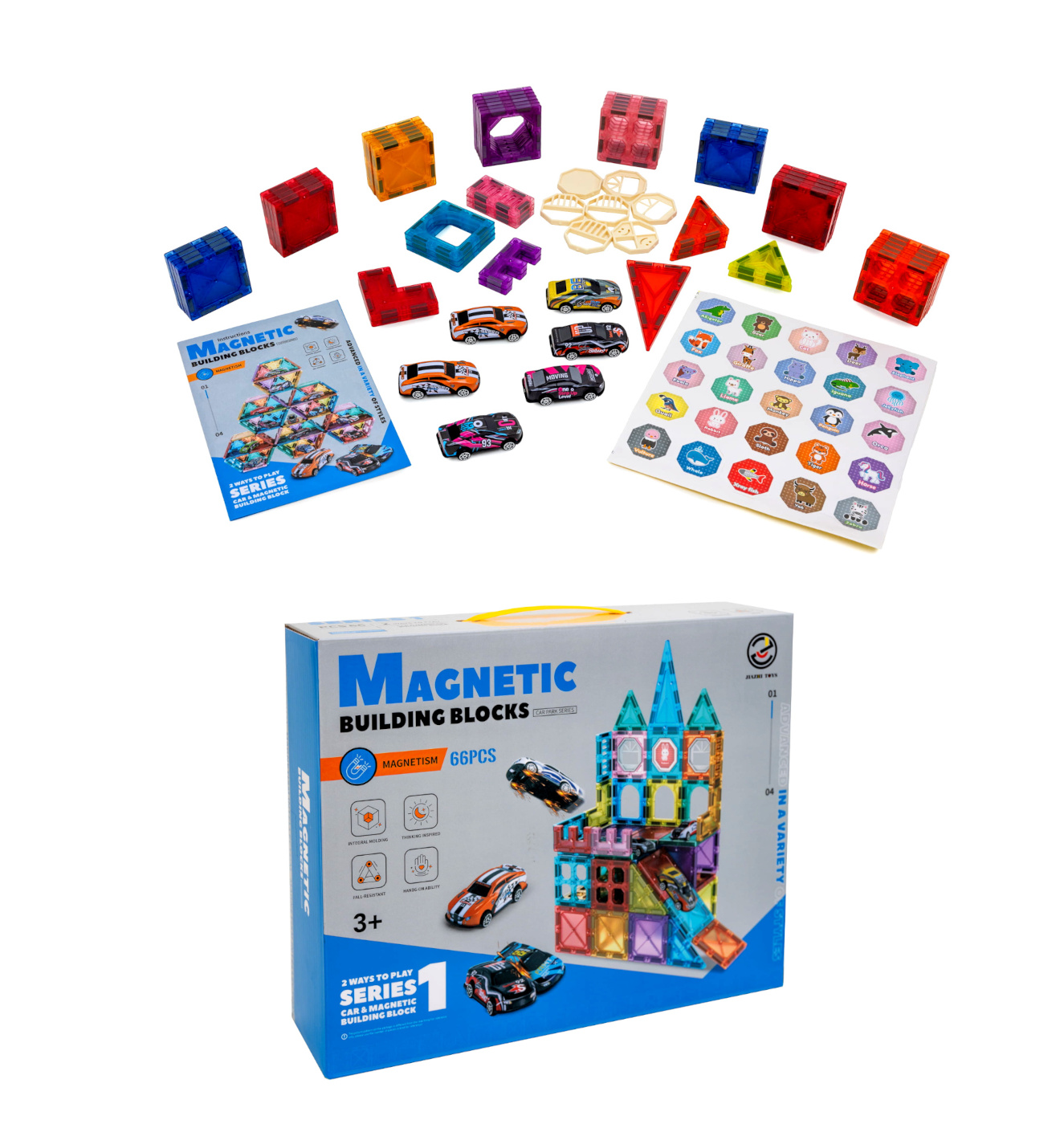 Magnetická 3D stavebnice Cars 66ks s autíčkama - Obrázek 3